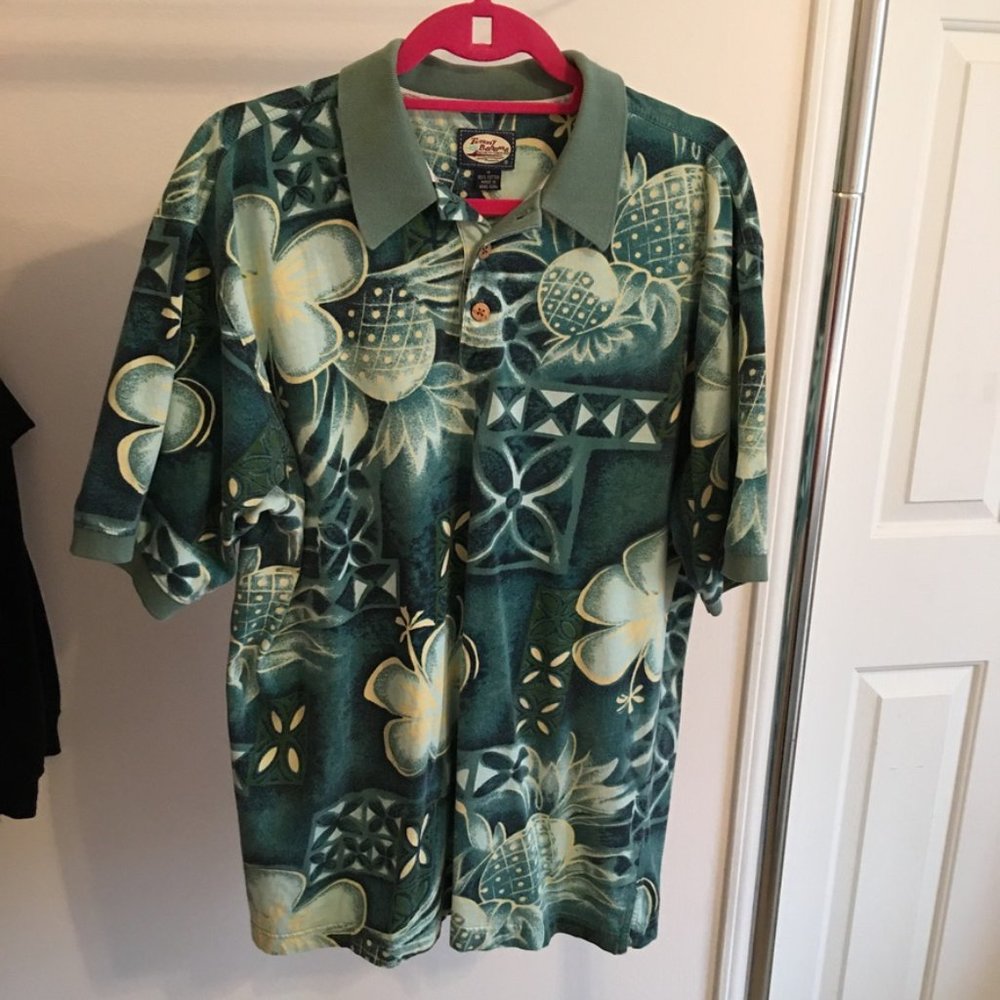 ❣️HP❣️Tommy Bahama Men Polo Shirt Floral Cotton M